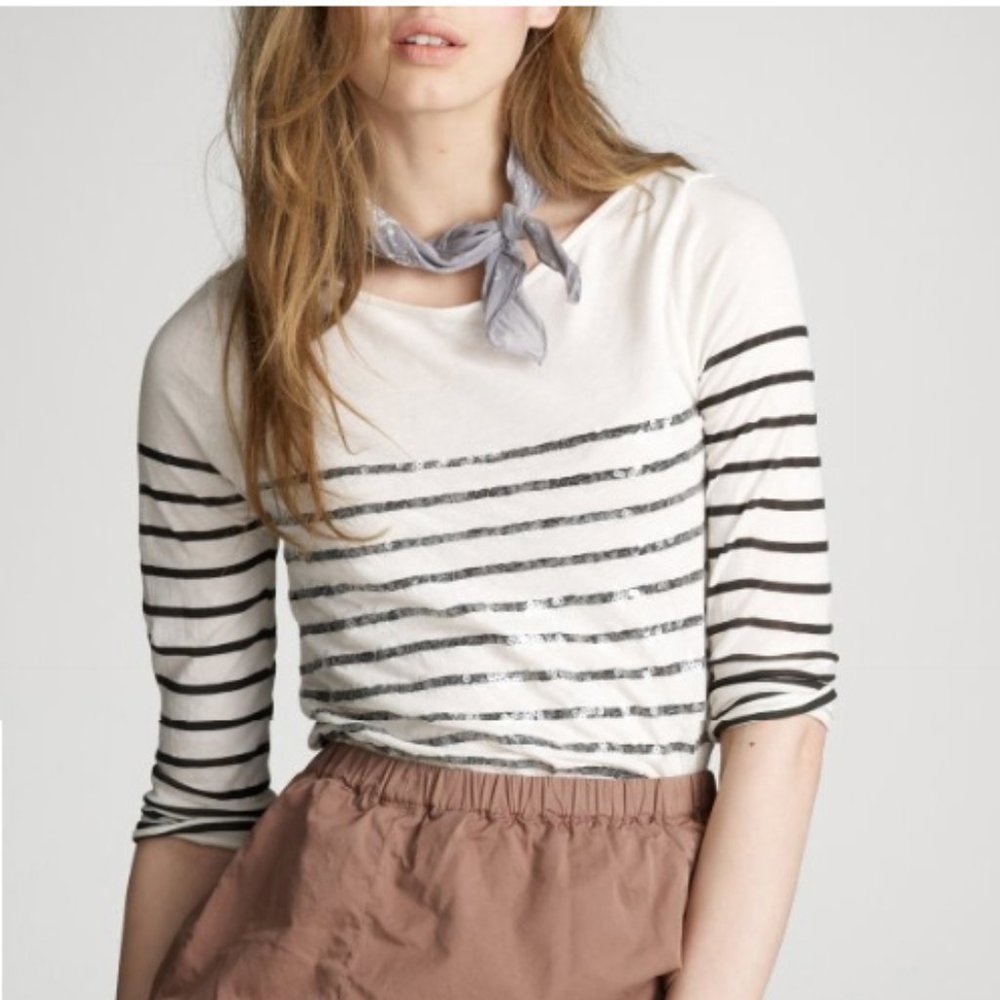 Jcrew stripe sequin boatneck tee - worn once! Sz M